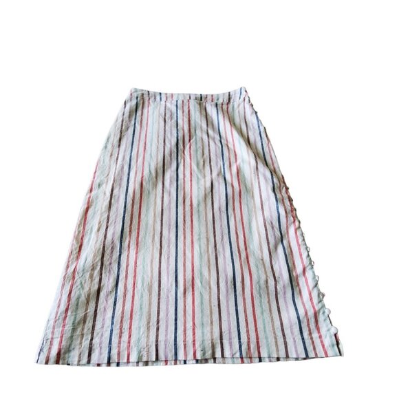Madewell Cotton Blend Stripped Button Down the Side Skirt Size 4 - Picture 1 of 16
